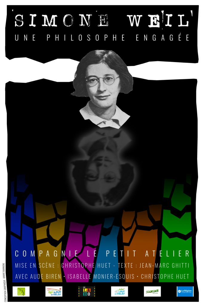Simone Weil affiche pour la piece de théâtre du Petit Atelier